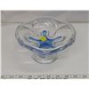 Image 1 : Art Glass Candy Dish on Pedestal - Blue/Clear