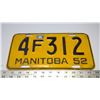 Image 1 : 1952 Manitoba License Plate