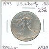 Image 1 : U.S. 1943 Liberty half dollar .900 silver V.F.20