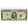 Image 1 : U.S. Five dollar note red-seal 1963 V.F.