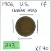 Image 1 : U.S. 1906 Indian Head penny XF-40