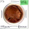 Image 1 : U.S. Indian Head, Bufalo .999 copper coin proof like