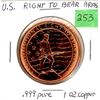 Image 1 : U.S. Right to bear arms .999 copper coin proof like