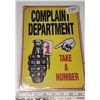 Image 1 : Complaint Dept - tin sign