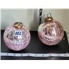 Image 1 : 2 large crackled glass ornaments.