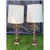 Image 1 : Vintage brass cherub lamps.