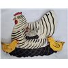 Image 3 : Lot of chickens. Metal rooster trivet. Vintage S&P, egg cup & heavy metal sign.