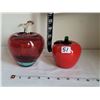 Image 1 : Large solid glass apple paper weight & fruit basket glass apple.