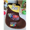 Image 2 : Group of Christmas M&M collectables. Racing stocking, Plush M&M race driver & M&M Mr. Peanut ornamen