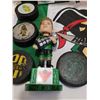 Image 7 : PA raiders lot. Old pucks, flag, bobble head & North Star cards of former Raider Mike Modano.