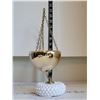 Image 4 : Scarce 1960's  Fenton Hobnail milk glass & brass table top plant /candle hanger.