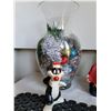 Image 7 : Group of Christmas items. Features nut bowl with vintage crackers, towels, S&P shakers, wine bottle 