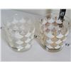 Image 3 : Mid century pinstripe glass ice bucket with 2 high ball glasses & 2 whisky glasses.