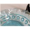 Image 3 : Indiana glass Amber Killarney pattern, 2 part relish dish,(small chip) Blue Davidson glass bowl (cra