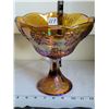 Image 1 : Vintage Harvest amber, carnival glass pedestal dish.