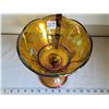 Image 2 : Vintage Harvest amber, carnival glass pedestal dish.