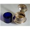Image 2 : Old Sterling silver mustard pot with cobalt blue removable glass pot. Made in England. British silve