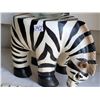 Image 2 : Wooden Zebra plant stand with artificial plant bowl.