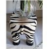 Image 5 : Wooden Zebra plant stand with artificial plant bowl.