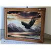 Image 1 : Framed majestic Bald Eagle print by Ronnie Hedge. 20” H X 23” W
