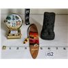 Image 1 : Vintage Hawaiian perpetual turning calendar. Genuine lava Coco joe's tiki carving &  a surf board bo