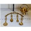 Image 1 : Brass wall decor fork and spoons & an ornate brass candy dish.