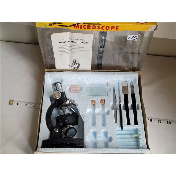 Vintage Microscope lab kit, includes slides, specimen tubes, tools ...