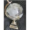 Image 4 : Desk top etched glass Globe in metal stand.