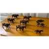 Image 4 : Old Metal Horse Figurines x 9,  Small one is Plastic