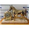 Image 1 : 1940’s Wheat Gold Western Horse Mantel Electric Clock - Working