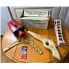 Image 1 : Vintage Mega-Slide Projector With Stories, Wooden Elastic Band Gun & Boomerang
