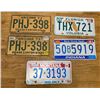 Image 1 : 5 USA License Plates: 1973 Arizona, 1982 Florida, 1983 Montana, 1989 Indiana