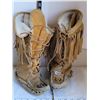 Image 1 : Sherpa fleece lined, leather moccasin boots. Needs bead repair & rubber soles.