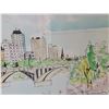Image 6 : Framed water colour of Saskatoon Sk. Bridge & city. Signed by artist Paul Jacoby.