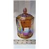 Image 1 : Amber Carnival glass, candy jar