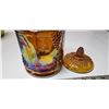 Image 4 : Amber Carnival glass, candy jar
