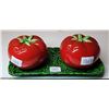 Image 1 : 3 pc - Tomatoware Satl & Pepper shakers with Tray, large size