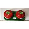 Image 2 : 3 pc - Tomatoware Satl & Pepper shakers with Tray, large size