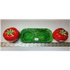 Image 3 : 3 pc - Tomatoware Satl & Pepper shakers with Tray, large size