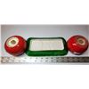Image 4 : 3 pc - Tomatoware Satl & Pepper shakers with Tray, large size