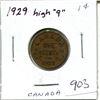 Image 1 : 1929 high '9' variety Canada 1 Cent 1¢