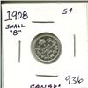 Image 1 : 1908 Sm '8' Canada Silver 5¢