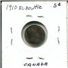 Image 2 : 1910 Round Leaves, Bowtie Canada Silver 5¢