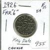 Image 1 : 1926 Far '6' KEY DATE Canada  5¢