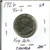 Image 2 : 1926 Far '6' KEY DATE Canada  5¢