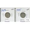 Image 1 : Lot of 2 Canada Silver 10¢:  1954 & 1955