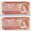 Image 1 : Lot of 4 Canada 1974 Choice UNC $2 bills, Crow/Bouey, AGY 8600956-959