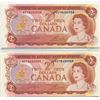 Image 4 : Lot of 4 Canada 1974 Choice UNC $2 bills, Crow/Bouey, AGY 8600956-959