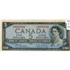 Image 1 : 1954 Canada 'Cut Off Centre' $5 bill, Beattie/Rasminsky, O/S 8050094