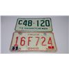 Ohio Truck license plate and 1974 Saskatchewan license plate